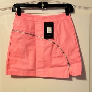 Fashion Nova faux leather pink mini skirts with zippers. Nightclubbing!